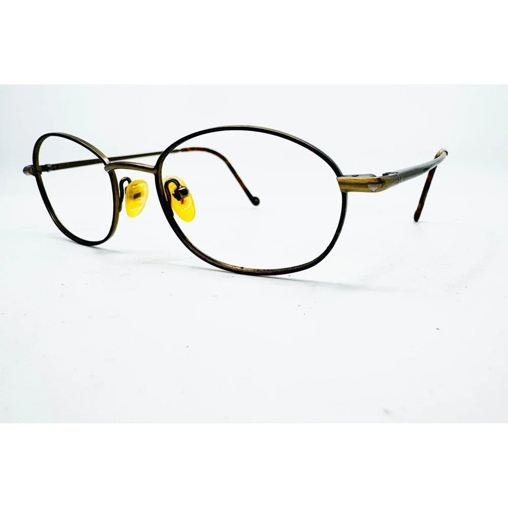 Smart Clip 209 Eyeglass Frames Unisex Gold Brown Oval 53-20-140